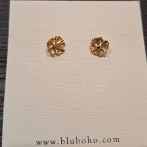 bluboho Gold Floral Stud Earrings